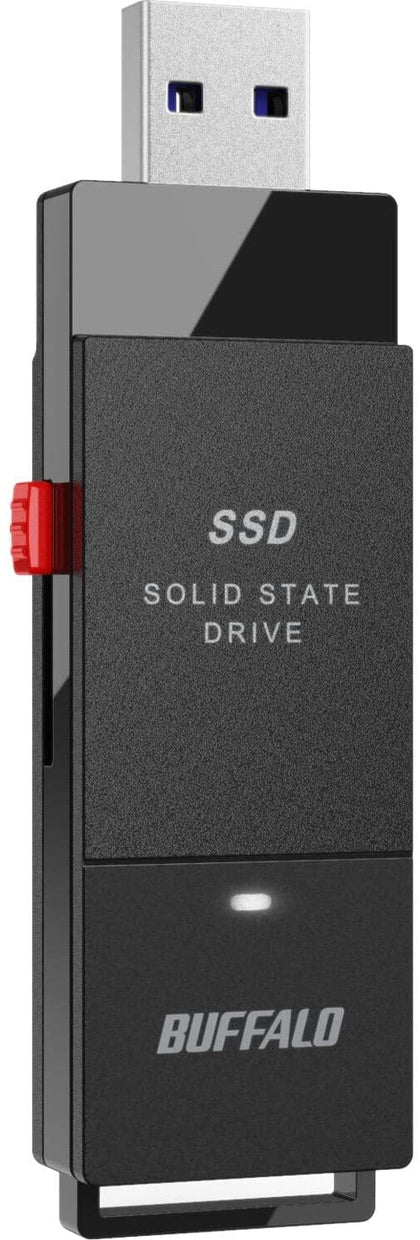BUFFALO External SSD 500GB - Up to 600MB/s - USB-C - USB-A - USB 3.2 Gen 2 (Compatible with PS4 / PS5 / Windows/Mac) - External Solid State Drive Stick - SSD-PUT500U3B