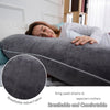AMCATON 60 Inch Pregnancy Pillow for Sleeping, Extra Large U Shaped Body Pillow, Maternity Pillow for Pregnant Women with Velvet Cover (Dark Grey)