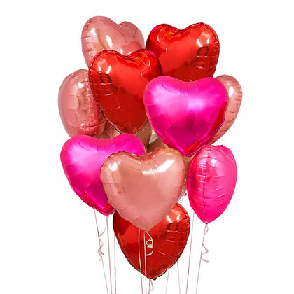 Upgraded Rose Gold and Red Balloons - Pack of 15 - Heart Shaped Foil Balloons for Valentines Day Wedding Birthday Bridal Shower Baby Shower Decorations