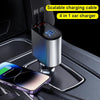 Retractable Car Charger, 4 in 1 USB C Car Charger 60W,Retractable Cables (2.6Ft) and 2 USB Ports Car Charger Adapter, Compatible with iPhone 15/14/13/12/11 Pro Max/XS MAX,iPad?Galaxy S23/ S22