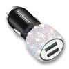 Hidoer Bling USB Car Charger 5V/2.4A Multicolor Crystal Decoration Dual Port Fast Adapter with 4ft Nylon Type C 3-in-1 Multi Charging Cable for iPhone iPad Android, Car Interior Accessories for Women