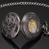 SIBOSUN Mechanical Pocket Watches Mens, Lucky Phoenix and Dragon, Skeleton Pocket Watch, Antique Roman Numerals Box Black Gold