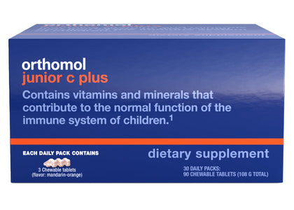 Orthomol Immun Junior C Plus, Kid's Multivitamin, Tangerine Flavor, 30 Count (Pack of 1)