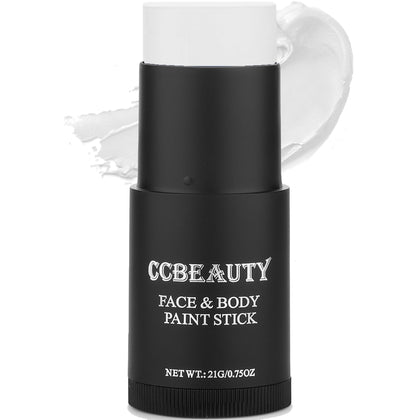 CCBeauty Clown White Face Body Paint Stick Oil, White Eye Black Sticks for Sports, Cream Skeleton Joker Mime Foundation Makeup, Hypoallergenic Face Painting Kit for Halloween SFX Cosplay Costume Party