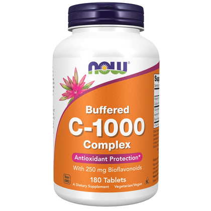 NOW Supplements, Vitamin C-1000 Complex with 250 mg of Bioflavonoids, Buffered, Antioxidant Protection*, 180 Tablets