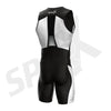 Sparx Men's Elite Triathlon Suit Trisuit SpeedSuit Skinsuit Swim-Bike-Run Triathlon Race Suit (Large, Black/White)