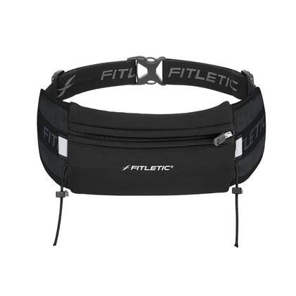 Fitletic Ultimate I Race Running Belt for Triathlons, Marathons - Water Resistant, Lightweight, Low Profile & Patented No Bounce- For Men & Women -- Ultra-Soft Dual Adjust Waist Belt- Fits All Phones