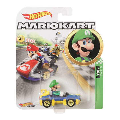 Hot Wheels GBG27 Mario Kart 1:64 Die-Cast Luigi with Mach 8 Vehicle