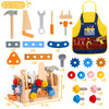 Kids Tool Set with Apron, Wooden Toddler Tool Bench Montessori Toys for 3 4 Year Olds, 39 PCS Educational STEM Construction Toys Pretend Play Toddler Tool Set Birthday Gift for Age 3-4 Boys & Girls