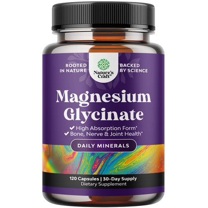 High Absorption Magnesium Glycinate Capsules - Chelated Magnesium Glycinate 500mg Per Serving for Calming Sleep Plus Muscle Bone & Nerve Support - 500mg Magnesium Glycinate GMP Certified - 120 Count