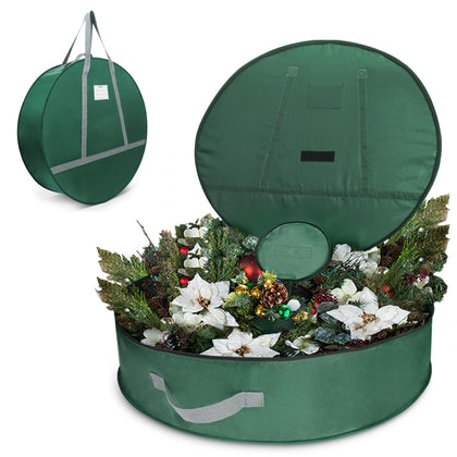 Duomspiace Christmas Wreath Decor Storage Container 30 inch Bag with Tear-Resistant Oxford Fabric and High-Strength Steel Wire - Double Carry Handle - Removable Inner Pocket & Marker Card.