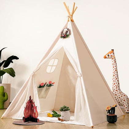 Kids Teepee Play Tent, Girls & Boys, Gifts Playhouse for Indoor Outdoor Games, Toys House for Baby with Colored Flag &Feathers &Carry Case