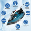 Steam Iron for Clothes, 1800W Clothes Iron with 3-Way Auto-Off, Nonstick Stainless Steel Soleplate, Powerful Clothing Iron with Self-Cleaning, Ironing, Anti-drip, Anti-calc Function