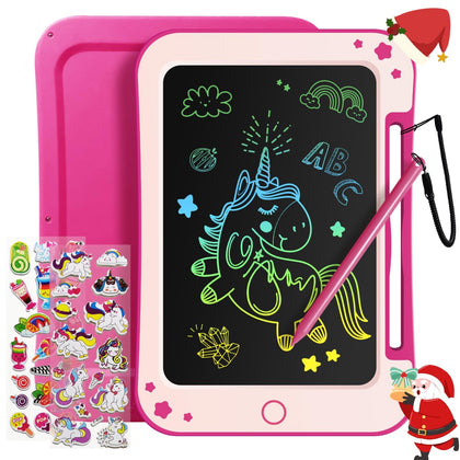 TEKFUN Toddler Kids Toys Gifts - 8.5 Inch LCD Writing Tablet Kids Doodle Board with Stickers Colorful Drawing Tablet, Kids Birthday Toys for 3 4 5 6 7 Years Old Girls (Pink)