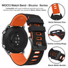 WOCCI 22mm Bicolor Watch Band, Silicone Rubber, Quick Release Replacement Strap for Men and Women, Black Stainless Steel Buckle (Black-Orange)
