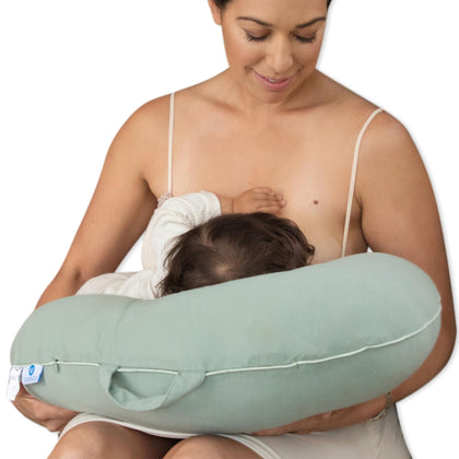 Pharmedoc Nursing Pillow for Breastfeeding, Large Size Breastfeeding Pillows for More Support for Mom and Baby, Bottle Feeding Ergonomic Design and Removable Cotton Cover, Sage