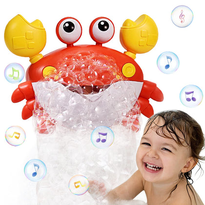Crab Bath Toys for Toddlers 1-3 2-4 Bathtub Bubble Maker with Music Automatic Kids Bathtub Bubble Machine Baby Bath Toys for Infants 6-12 12-18 Months Birthday Gifts for 1 2 3 Year Old Boys Girls