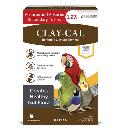 Hari Hagen Clay-Cal Bentonite Clay Supplement for All Birds, Absorbs Toxins, Helps Gut Flora and Source of Calicum, 1.27 lb Bag