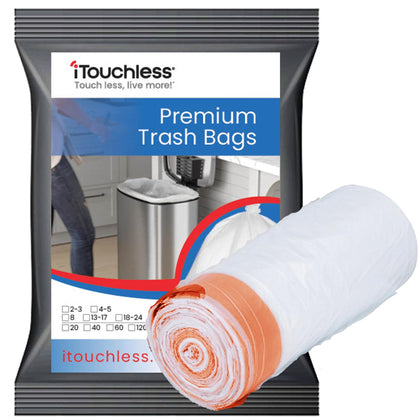 iTouchless Tall 18 Gallon Trash Bags, 40 Count, Extra-Large Strong Bathroom Kitchen Garbage Can Bin Liners, for Rubbish Recycling Compost in the Home, Office, Clear