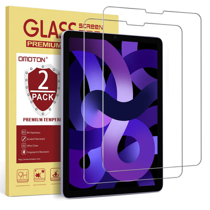 OMOTON Screen Protector for iPad Air 5th 4th Generation (Air 5/4, 10.9 Inch, 2022/2020) iPad Pro 11 Inch All Models Tablet - Tempered Glass, Face ID & Apple Pencil Compatible, 2 Pack