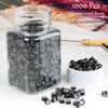 NIACONN 1000pcs Micro link Beads 5mm for Hair Extensions, Silicone Lined Rings Hair Extensions Tool - Black