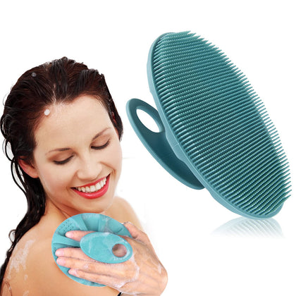 INNERNEED Soft Silicone Body Cleansing Brush Shower Scrubber, Gentle Exfoliating and Massage for all Kinds of Skin (Dark Green)