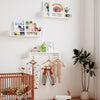Fixwal Nursery Bookshelves, 16.5 Inch Floating Bookshelves for Wall Set of 3, Baby Kids Decor, Solid Wood Wall Mounted Shelves for Books, Toys and Decor Storage (White)