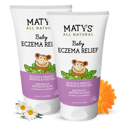 Matys Baby Eczema Relief Cream, Relieves & Protects Dry Itchy Sensitive Skin from Flare Ups, Steroid Free, Safe for Kids & Babies 3 Months + with Calendula, Lavender, & Chamomile, 2 Pack, 3.75 oz each