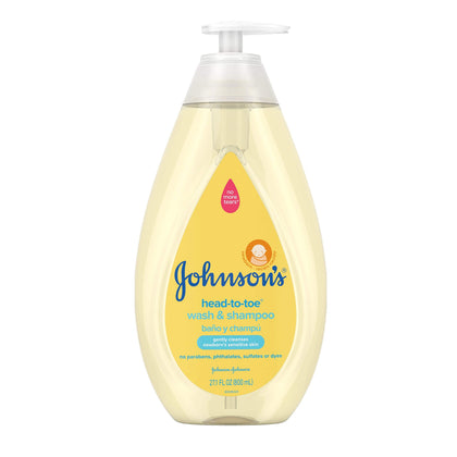 Johnson's Head-To-Toe Gentle Tear-Free Baby & Newborn Wash & Shampoo, Sulfate-, Paraben- Phthalate- & Dye-Free, Hypoallergenic Wash for Sensitive Skin & Hair, 3 x 16.9 fl. Oz (Amazon Exclusive)