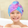 Basumee Microfiber Hair Towel Wrap for Kids 2 Pack Rapid Drying Hair Towel with Button Hair Turbans for Wet Hair Wraps Head Towel Wrap for Women and Girls, Unicorn