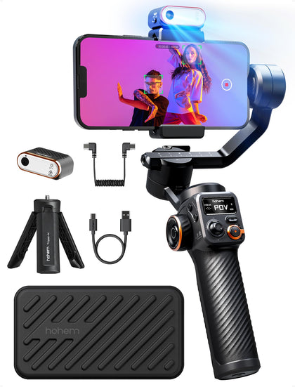 hohem iSteady M6 Kit Gimbal Stabilizer for Smartphone, 2023 Upgraded 3-Axis Phone Gimbal, AI Tracker w/CCT/RGB Fill Light, Gimbal for iPhone 15 Pro Max & Android, Phone Stabilizer for Video Recording