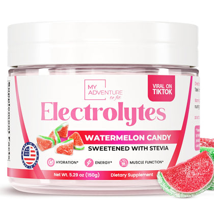 Keto Electrolytes Powder No Sugar - Made In The USA Electrolyte Mix for Women & Men - Hydrating Electrolyte Drinks for Energy, Muscle Function, & Appetite Control (Watermelon Candy, 30 Servings)