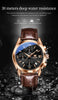 OLEVS Mens Watches-Chronograph Fashion Casual Analog Quartz Watch Waterproof, Dress Luminous Wrist Watches with Leather Strap for Men Black/Brown/White/Blue Dial (brownbandrosecaseblackdial)