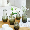 CUCUMI 14pcs Glass Bud Vase Set in Bulk, Gradual Green Relief Vase for Centerpieces, Mini Vintage Glass Flower Vases for Wedding Home Table Party Decor