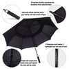 ACEIken Golf Umbrella Windproof Large 62 Inch, Double Canopy Vented, Automatic Open, Extra Large Oversized,Sun Protection Ultra Rain & Wind Resistant Stick Umbrellas, Black