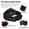 BISONSTRAP Silicone Watch Bands, Slim Watch Straps with Quick Release, 16mm, Black with Black Buckle