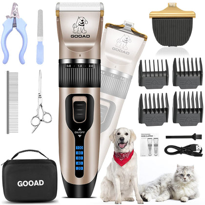 Gooad Dog Clippers,Professional Dog Grooming Kit, Cordless Dog Grooming Clippers for Thick Coats, Dog Hair Trimmer, Low Noise Dog Shaver Clippers,Quiet Pet Hair Clippers for Dogs Cats