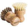 Palm Pot Brush- Bamboo Round 3 Packs Mini Dish Brush Natural Scrub Brush Durable Scrubber Cleaning Kit with Union Fiber and Tampico Fiber for Cleaning Pots, Pans and Vegetables