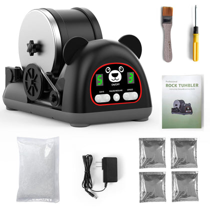 luximi Industrial Rock Tumbler Kit with Industrial Motor & Durable Synthesis Material, Adjustable Speed, Time Setting, and 3lbs Leakproof Noise Reduction Barrel, Perfect for Adults and Kids
