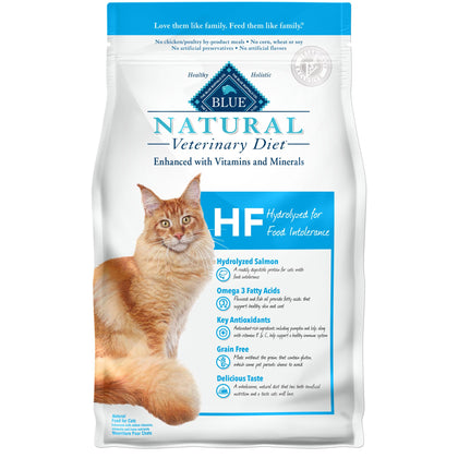 Blue Buffalo Natural Veterinary Diet HF Hydrolyzed for Food Intolerance Dry Cat Food, Salmon 7-lb bag