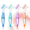 Bvcewilty Denture Brush 4PCS Denture Toothbrushes?Cleaning Brush Double Sided Toothbrush with Multi-Layered Bristles and Rubber Anti-Slip Handle - for Denture Cleaning Care (Green,Purple,Blue,Orange)