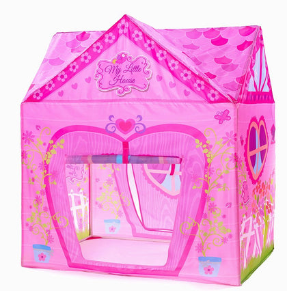 PLAY 10 Princess Castle Kids Pink Play Tent Foldable Pretend Playhouse for Girls Indoor & Outdoor Fun,Easy to Folding Back,37 * 28 * 40inch,Big Enough for 2-3 Little Kids Play Together
