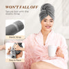 YFONG Large Microfiber Hair Towel Wrap for Women, Hair Drying Towel with Elastic Strap, Fast Drying Hair Turbans for Wet Hair, Long, Thick, Curly Hair, Super Soft Hair Wrap Towels Dark Gray