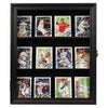 Baseball Card Display Case - 8 Graded Sports Card Display Frame - Holds Sport Cards with UV Protection Clear View Lockable Wall Cabinet for Football Basketball Hockey Trading Card Small Black