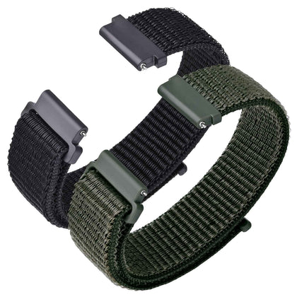 ANNEFIT Nylon Sport Loop Watch Bands 16mm, 2 Packs Quick Release Adjustable Strap for Men Women (Black and Army Green)