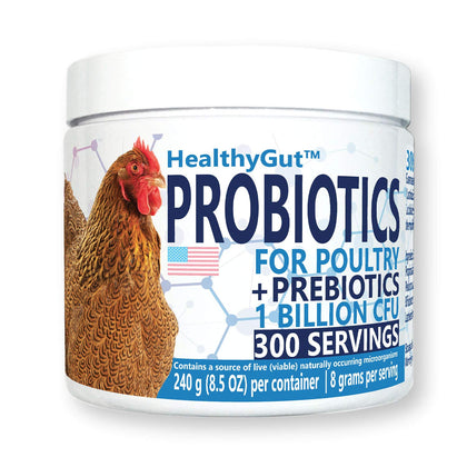 Equa Holistics HealthyGut Probiotics for Chickens & Poultry, All-Natural Digestive System Dietary Supplement (30 Scoops)