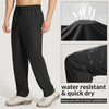 BALEAF Men's Hiking Pants Quick Dry Water Resistant Lightweight Elastic Waist Outdoor Cargo Sweatpants with Zip Pockets Black L