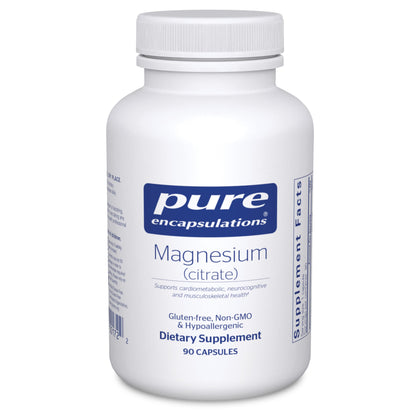 Pure Encapsulations Magnesium (Citrate) - Supplement for Sleep, Heart Health, Cognitive Health, Bone Health, Energy, Muscles, and Metabolism* - with Premium Magnesium - 90 Capsules
