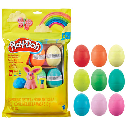 Play-Doh Easter Eggs Bag 9 Pack, 2 Ounces Each, Assorted Colors, Preschool Crafts for Kids 2 Years and Up, Easter Basket Toys