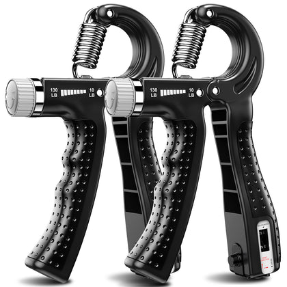 KDG Hand Grip Strengthener 2 Pack(Black) Adjustable Resistance 10-130 lbs Forearm Exerciser?Grip Strength Trainer for Muscle Building and Injury Recovery for Athletes
